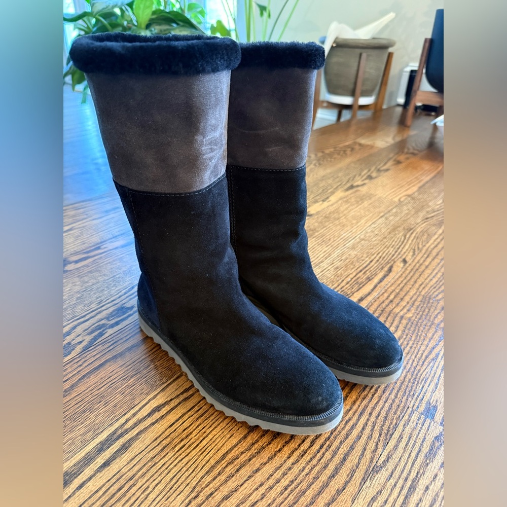 Aquatalia Paulina Fur Lined Patchwork blue/black Graphite Boot size 37